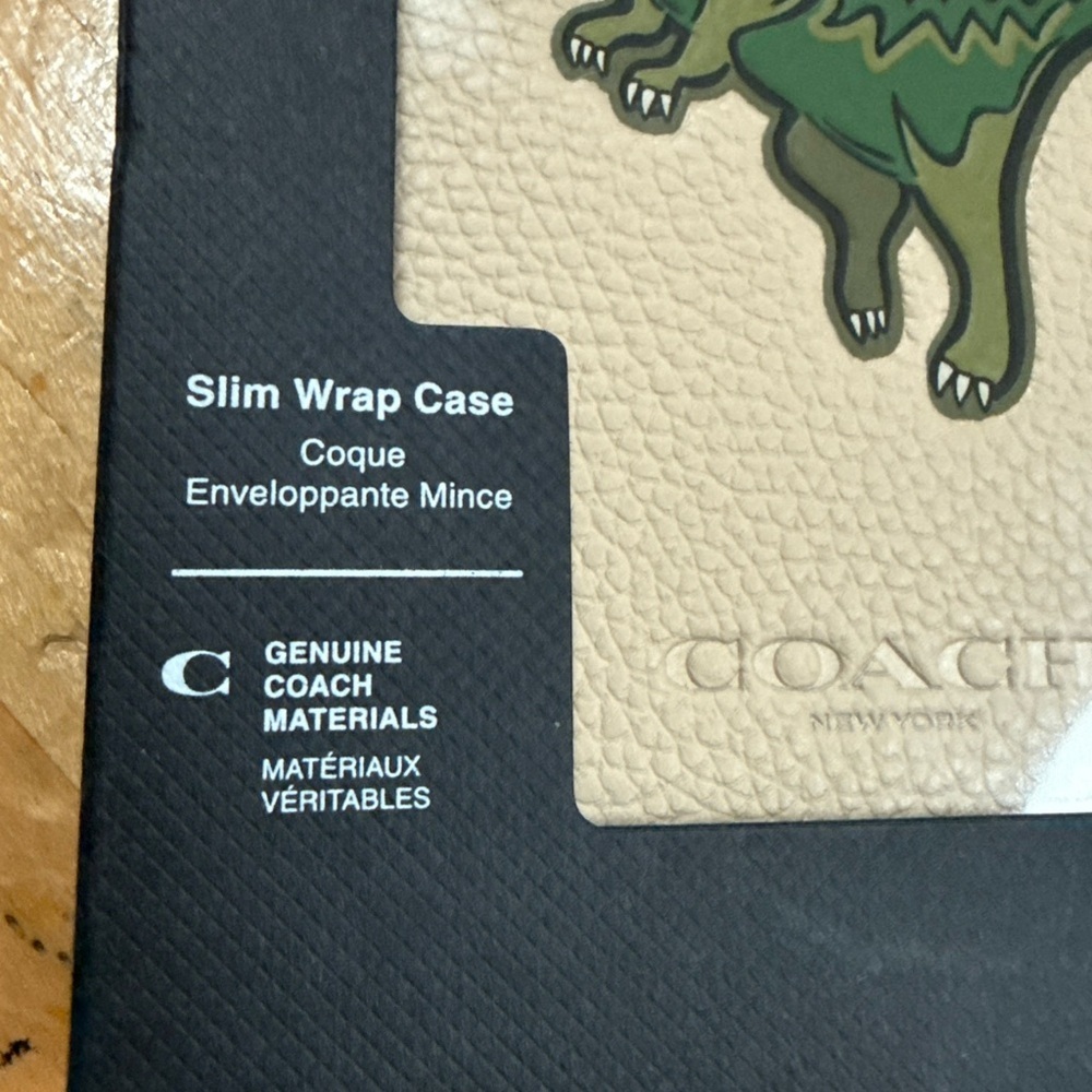 Coach Dinosaur iPhone slim wrap Case NIB beige embossed T-Rex. iPhone 16 - Picture 2 of 4